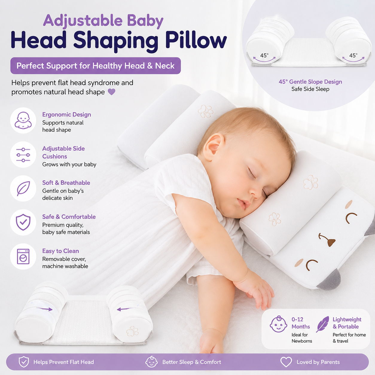 Adjustable Baby Head Support Pillow