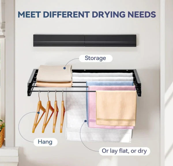 Wall-Mounted Foldable Clothes Drying Rack – 12 Bars | Space Saving | Stainless Steel
