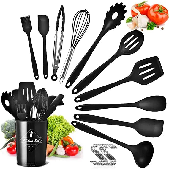 12 Pcs Silicone Kitchen Utensils Set | Heat Resistant & Non-Stick Safe
