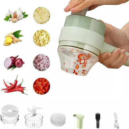 Electric Vegetable Chopper 4-in-1 – USB Rechargeable | Multi-Blade | One-Click Clean