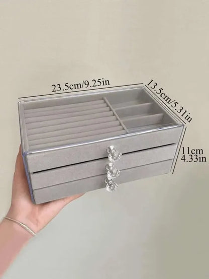 Transparent Acrylic Makeup & Jewelry Organizer – 3 Drawers | Clear Display | Vanity Storage Box
