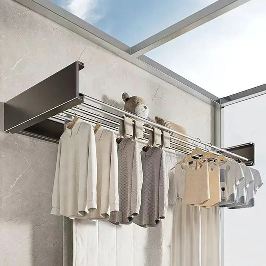 Wall-Mounted Foldable Clothes Drying Rack – 12 Bars | Space Saving | Stainless Steel