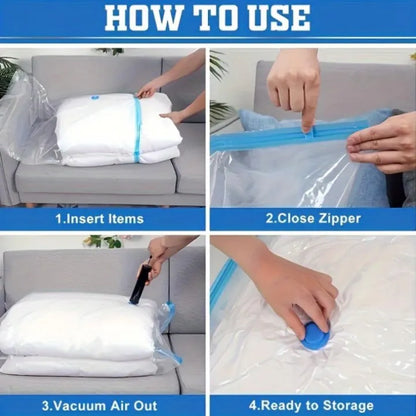 Vacuum Storage Space Saver Bags 6-Pack | Clothes/Bedding | Hand Pump Included