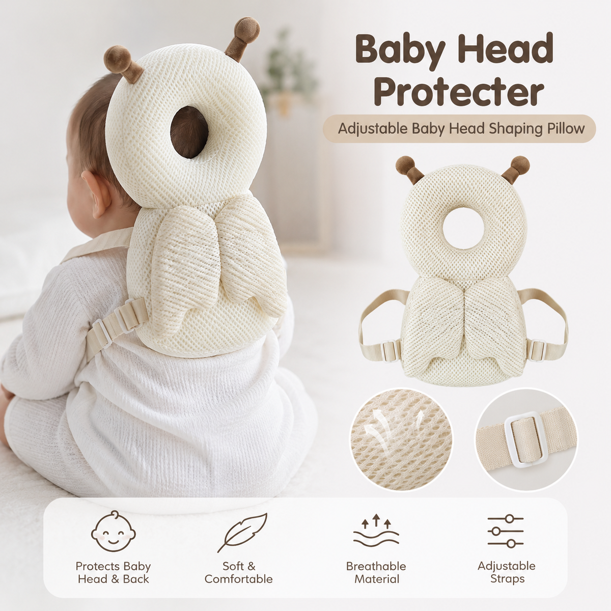 Baby Head Protecter | Adjustable Baby Head Shaping Pillow