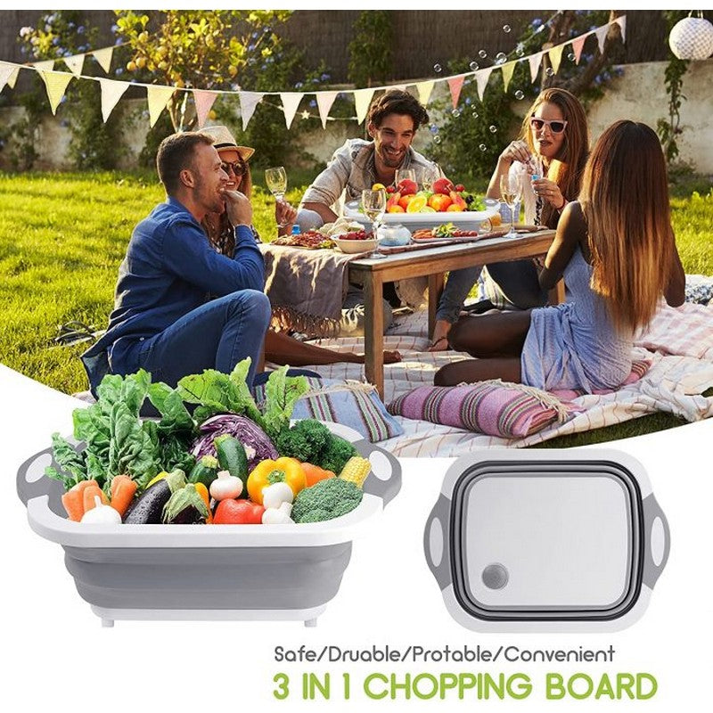 Foldable 6-in-1 Chopping Board – Built-In Strainer | Drain Funnel | Space Saving Kitchen Tool