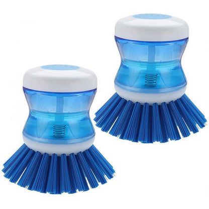 Soap Dispensing Dish Brush – Auto-Release Soap | Soft Bristles | Kitchen Sink Cleaner
