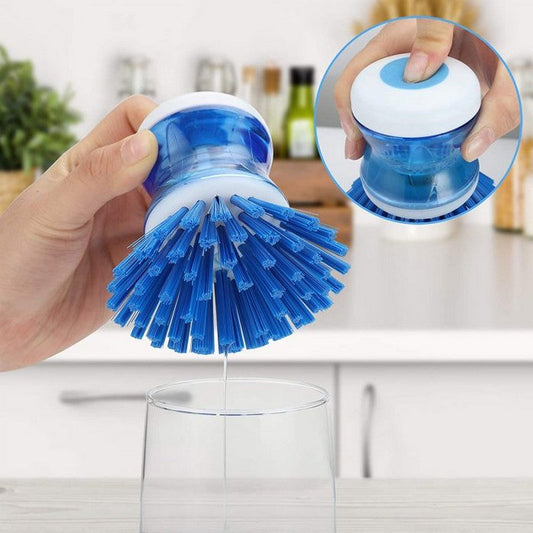 Soap Dispensing Dish Brush – Auto-Release Soap | Soft Bristles | Kitchen Sink Cleaner