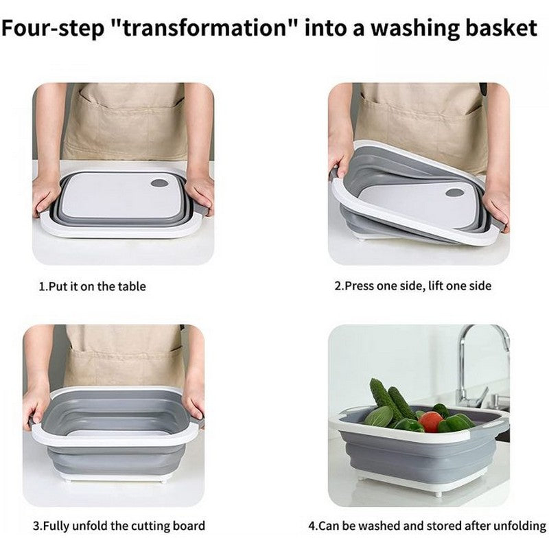 Foldable 6-in-1 Chopping Board – Built-In Strainer | Drain Funnel | Space Saving Kitchen Tool