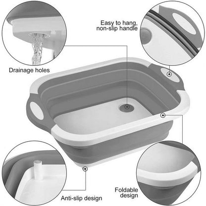 Foldable 6-in-1 Chopping Board – Built-In Strainer | Drain Funnel | Space Saving Kitchen Tool